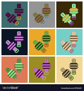 Set of icons in flat design athletic weights on vector image
