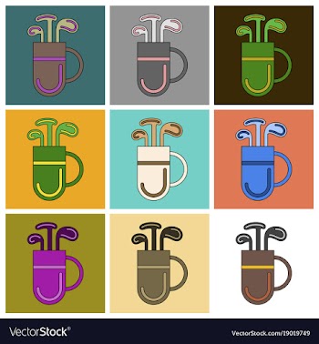Set of icons in flat design bag with clubs vector image