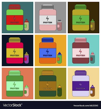 Set of icons in flat design bank of protein vector image