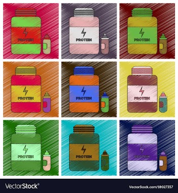 Set of icons in flat design bank of protein vector image