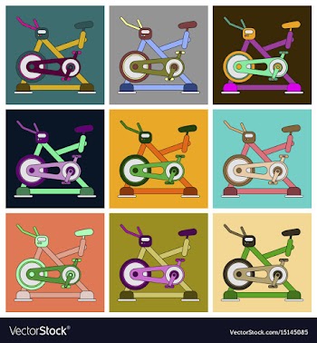 Set of icons in flat design bicycle exercise vector image