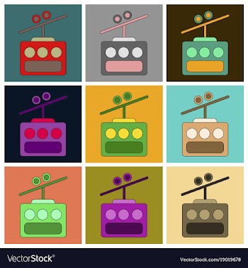 Set of icons in flat design cabin ski lift vector image