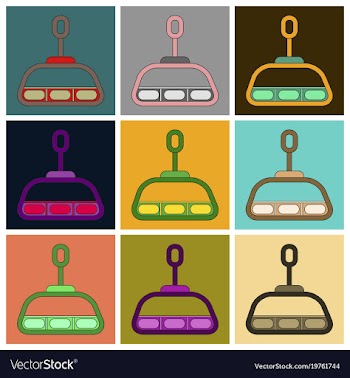 Set of icons in flat design cabin ski lift vector image