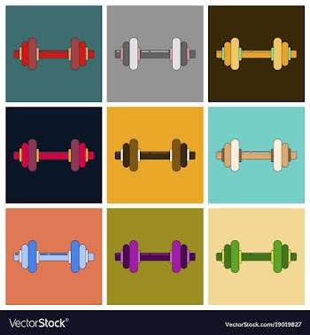 Set of icons in flat design dumbbell vector image