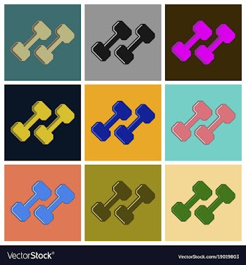 Set of icons in flat design dumbbells vector image