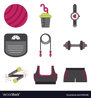 Set of icons in flat design fitness equipment vector image