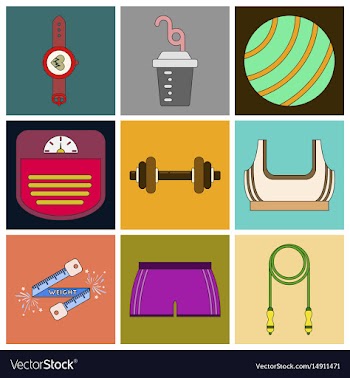 Set of icons in flat design fitness equipment vector image