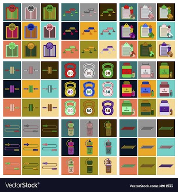 Set of icons in flat design fitness equipment vector image