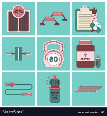 Set of icons in flat design fitness equipment vector image