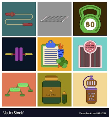 Set of icons in flat design fitness equipment vector image