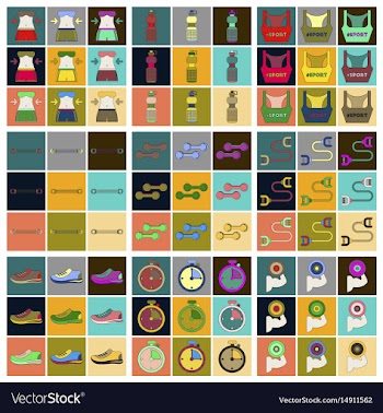 Set of icons in flat design fitness equipment vector image