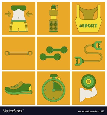 Set of icons in flat design fitness equipment vector image