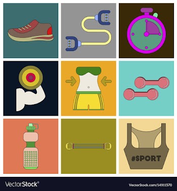 Set of icons in flat design fitness equipment vector image