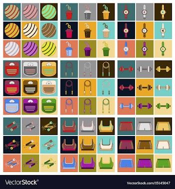 Set of icons in flat design fitness equipment vector image