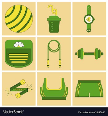 Set of icons in flat design fitness equipment vector image