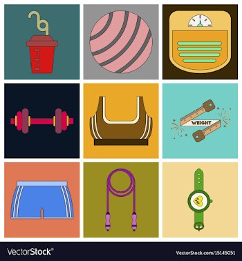 Set of icons in flat design fitness equipment vector image