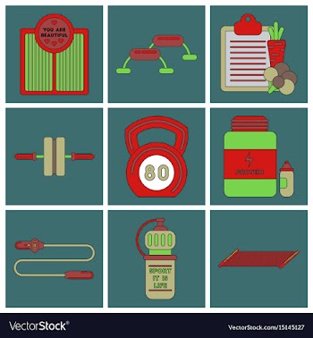 Set of icons in flat design fitness equipment vector image