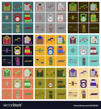Set of icons in flat design fitness equipment vector image