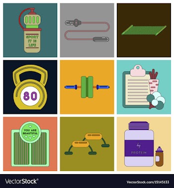 Set of icons in flat design fitness equipment vector image