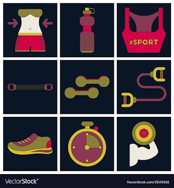 Set of icons in flat design fitness equipment vector image