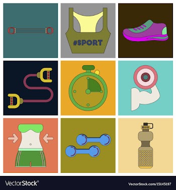 Set of icons in flat design fitness equipment vector image