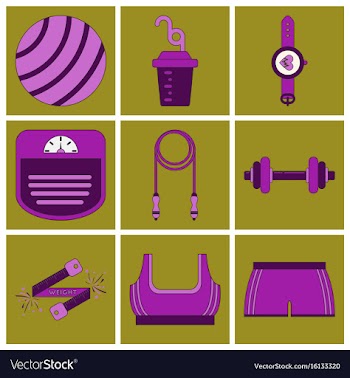 Set of icons in flat design fitness equipment vector image