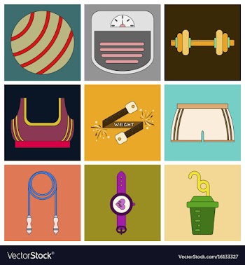 Set of icons in flat design fitness equipment vector image