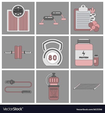 Set of icons in flat design fitness equipment vector image