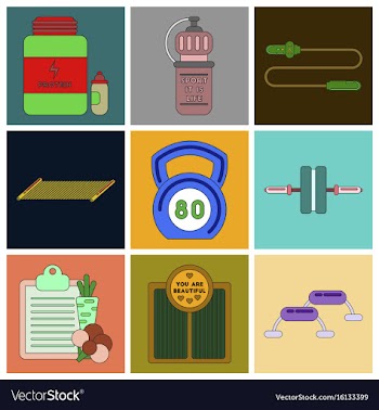 Set of icons in flat design fitness equipment vector image