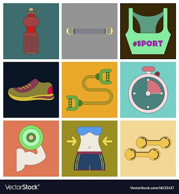 Set of icons in flat design fitness equipment vector image