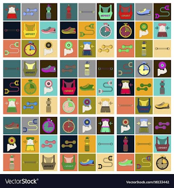 Set of icons in flat design fitness equipment vector image