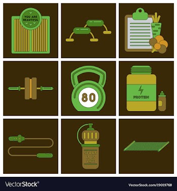Set of icons in flat design fitness equipment vector image