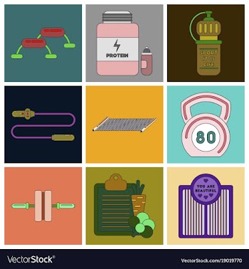 Set of icons in flat design fitness equipment vector image