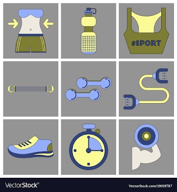 Set of icons in flat design fitness equipment vector image