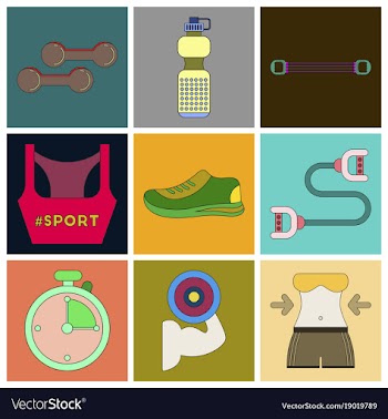 Set of icons in flat design fitness equipment vector image