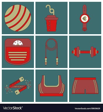 Set of icons in flat design fitness equipment vector image