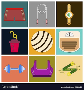 Set of icons in flat design fitness equipment vector image