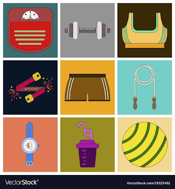 Set of icons in flat design fitness equipment vector image