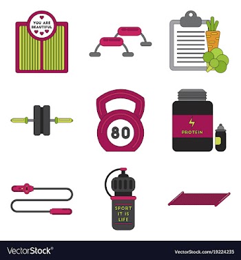 Set of icons in flat design fitness equipment vector image