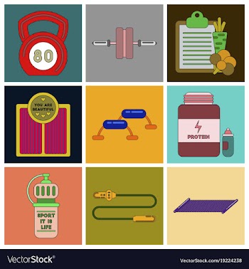 Set of icons in flat design fitness equipment vector image