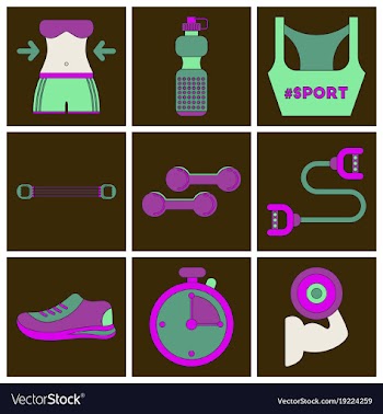 Set of icons in flat design fitness equipment vector image