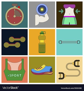 Set of icons in flat design fitness equipment vector image