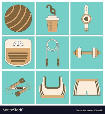 Set of icons in flat design fitness equipment vector image