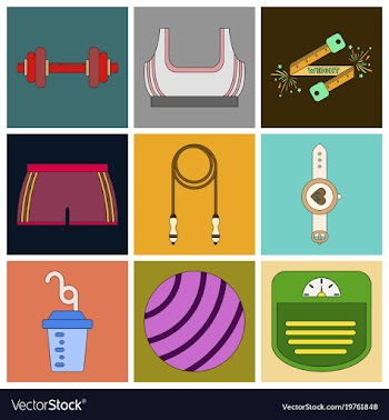 Set of icons in flat design fitness equipment vector image