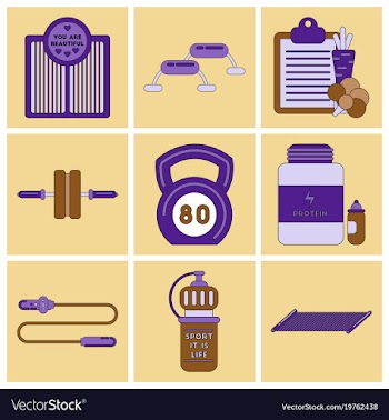 Set of icons in flat design fitness equipment vector image