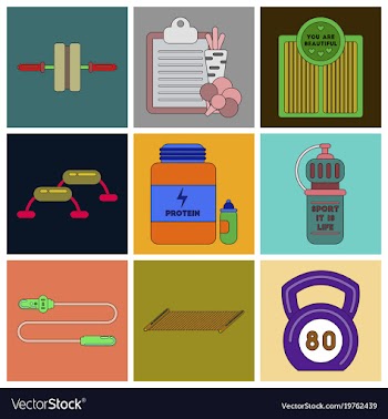 Set of icons in flat design fitness equipment vector image