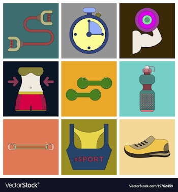 Set of icons in flat design fitness equipment vector image