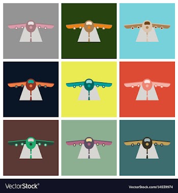 Set of icons in flat design for airport airplane vector image