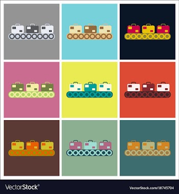 Set of icons in flat design for airport baggage vector image