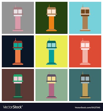 Set of icons in flat design for airport control vector image
